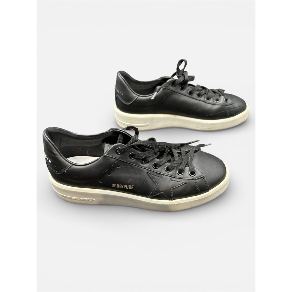 Golden Goose Pure-Star Womens Size EU 33 US 6.5-7 Black Leather Sneakers